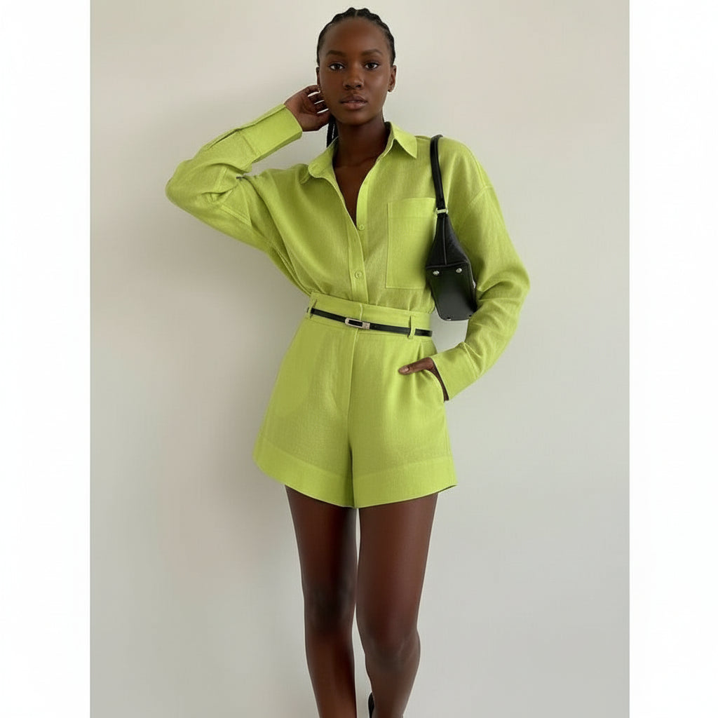 Long Sleeve Shirts And Mini Shorts Pants Sets