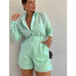 Long Sleeve Shirts And Mini Shorts Pants Sets