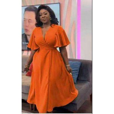 Maxi V-Neck Short Sleeve Elegant Dress