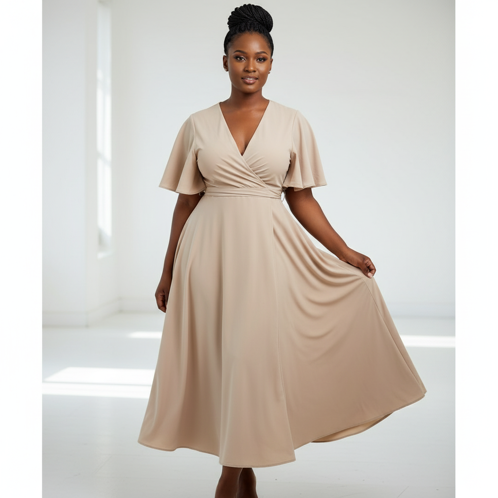 Maxi V-Neck Short Sleeve Elegant Dress