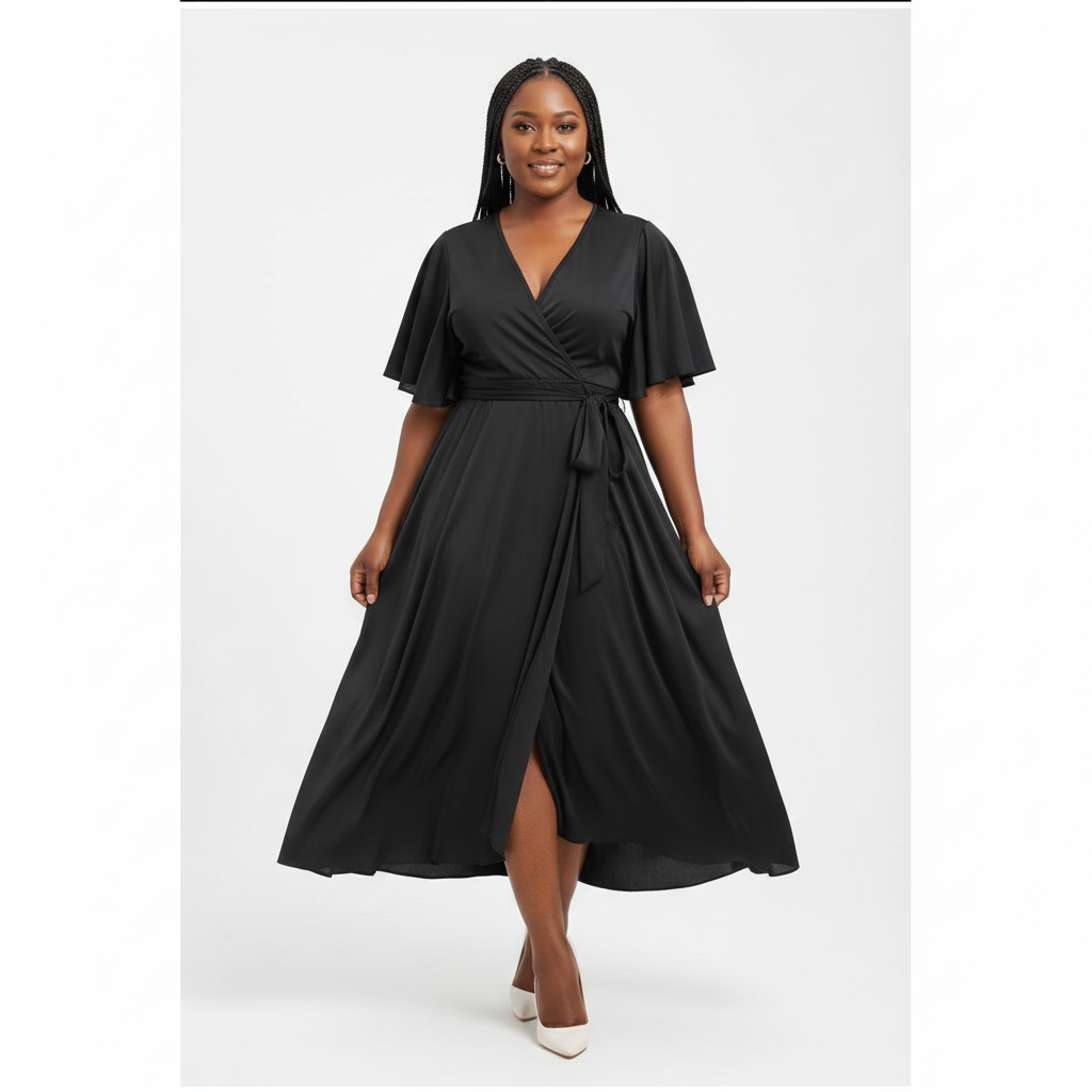 Maxi V-Neck Short Sleeve Elegant Dress