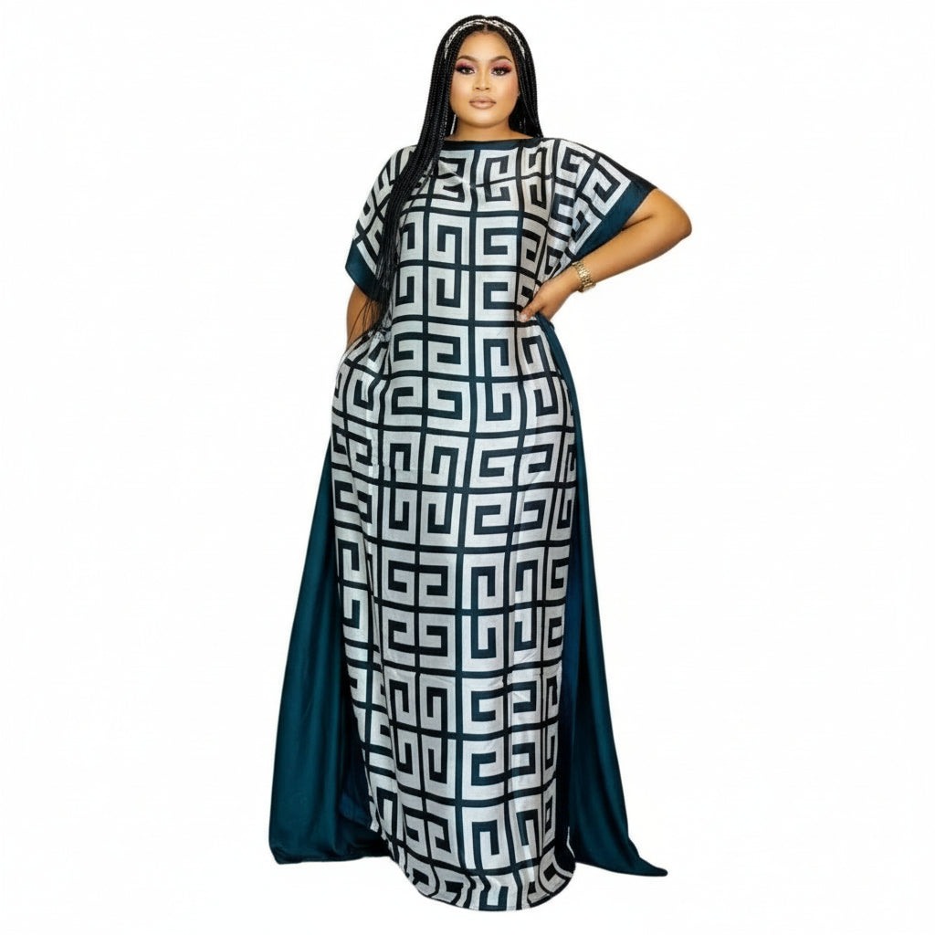 African Dashiki Abaya Print Design Loose Long Dress