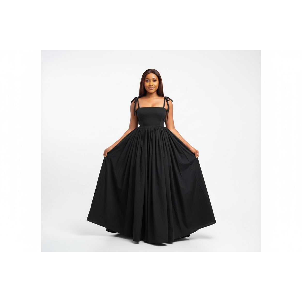 Tie Shoulder Elegant Maxi Dress