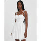 Ruched Spaghetti Strap Contrast Lace Peplum Mini Dress