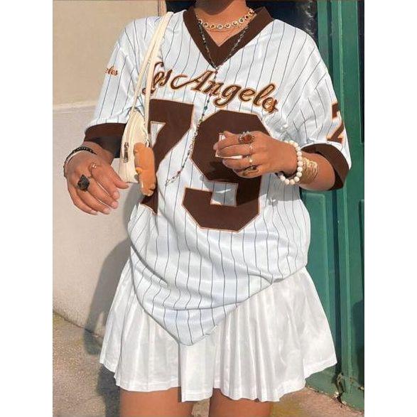 Striped Patchwork Graphic Tees T-Shirt