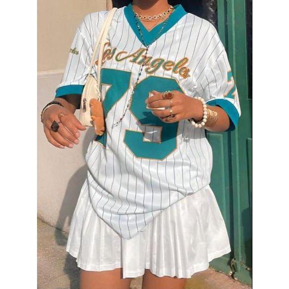 Striped Patchwork Graphic Tees T-Shirt