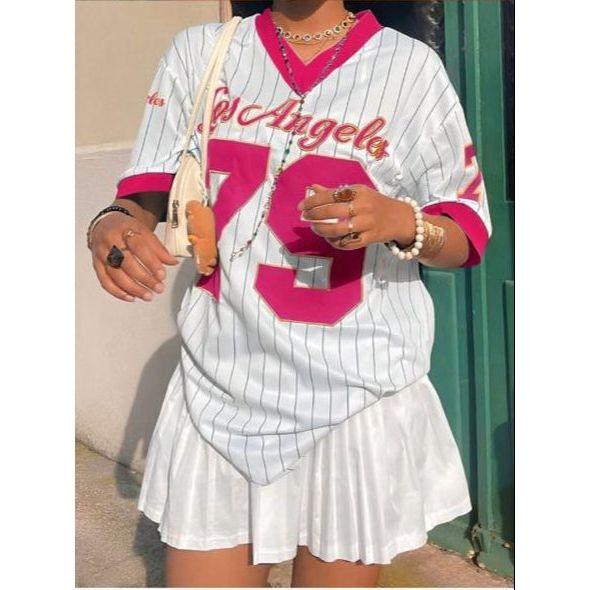 Striped Patchwork Graphic Tees T-Shirt