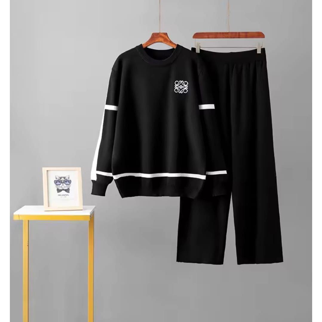 Knitted Long Sleeve Top and Long Pants 2 pieces set