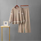Knitted Long Sleeve Top and Long Pants 2 pieces set