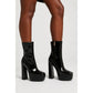 Chunky Platform Thick Leather Heel Boots