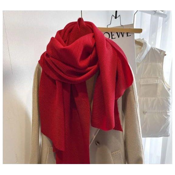 Solid Color Creased Scrub Scarf Shawl