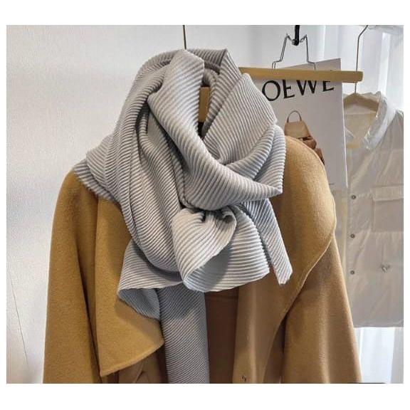 Solid Color Creased Scrub Scarf Shawl