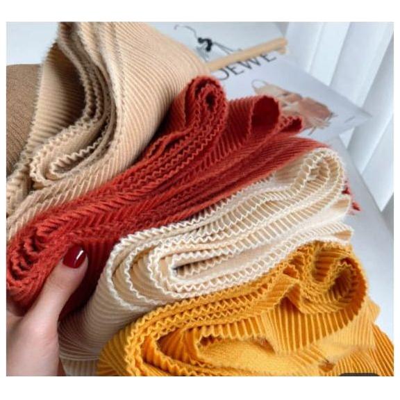 Solid Color Creased Scrub Scarf Shawl