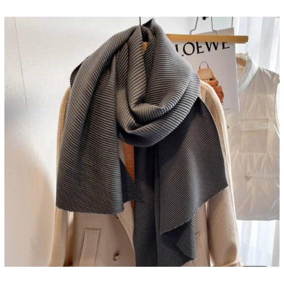 Solid Color Creased Scrub Scarf Shawl