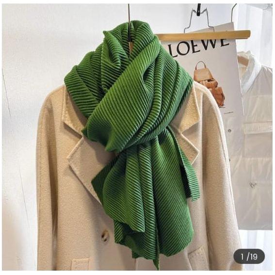 Solid Color Creased Scrub Scarf Shawl