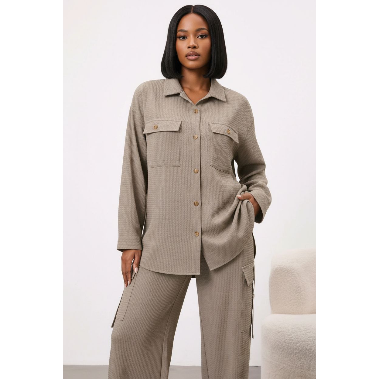 Casual Comfortable Linen Shirt And Pants Two Piece Set