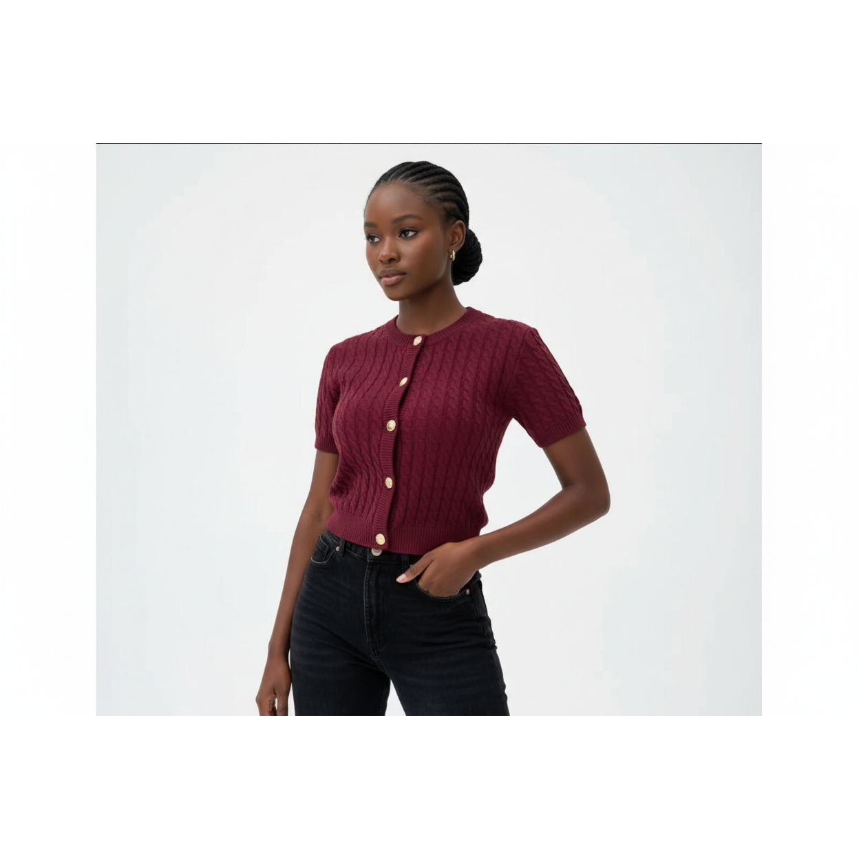 Short Sleeve Knitted bodycon Crop Jersey