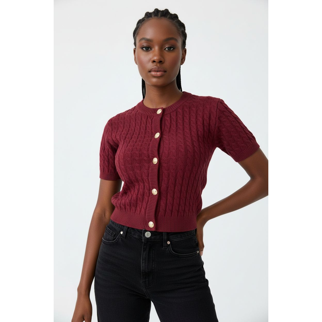 Short Sleeve Knitted bodycon Crop Jersey
