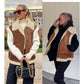 Solid Color Teddy Lined Zip Up Vest Jacket