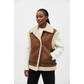 Solid Color Teddy Lined Zip Up Vest Jacket