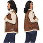 Solid Color Teddy Lined Zip Up Vest Jacket