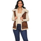 Solid Color Teddy Lined Zip Up Vest Jacket