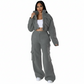 Tracksuits Solid Jacket With Cargo Pants Two Piece Set
