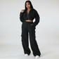 Tracksuits Solid Jacket With Cargo Pants Two Piece Set