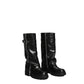 Leather Chunky Heel Mid Calf Platform Over Knee Boots Fold Over Boots
