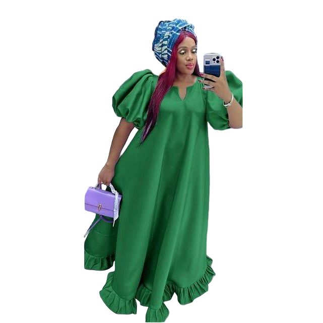 Short Puffy Sleeve Floral Maxi Dress