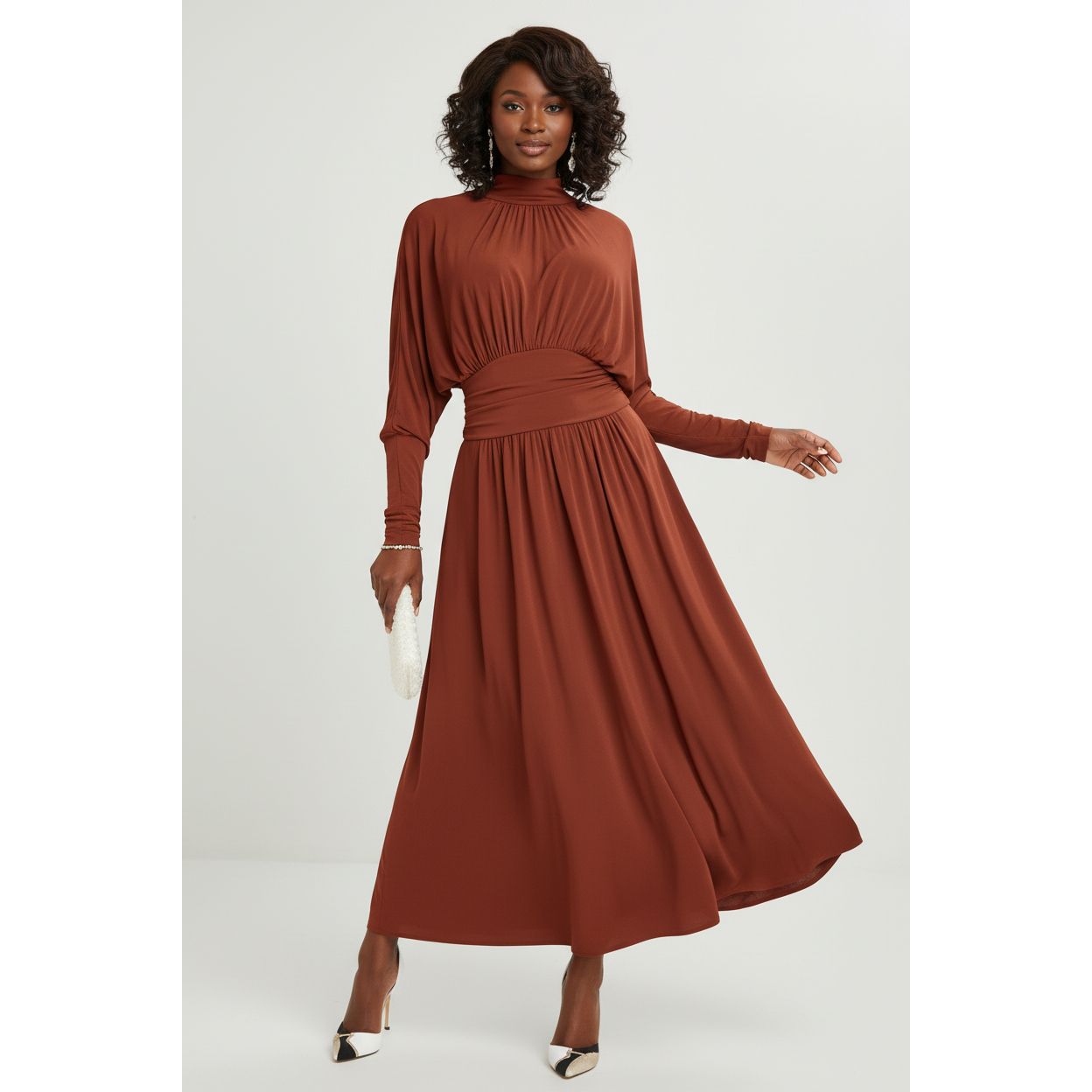 Lantern Sleeve Ruffle Hem Dress