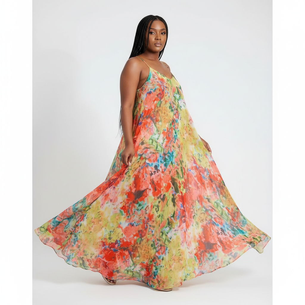 Floral Sleeveless Maxi Party Dress