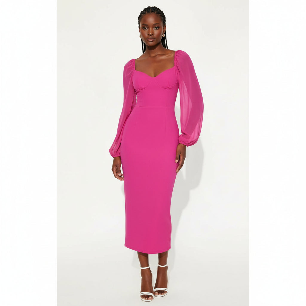 Bubbleroom Structure Puff Sleeve Dress