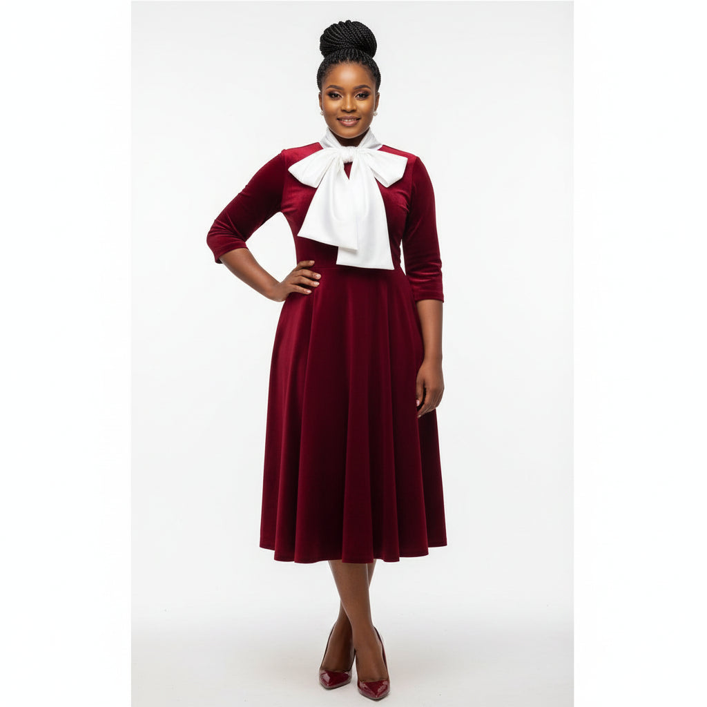 Formal Contrast Decor Collar A-line Dress