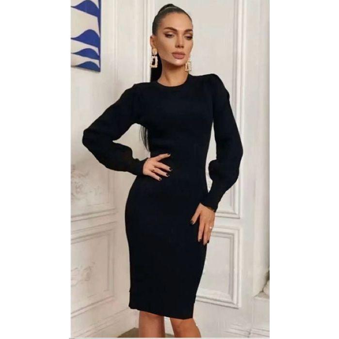 Long Sleeve Turtleneck A-Line Midi Dress