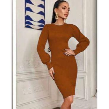 Long Sleeve Turtleneck A-Line Midi Dress