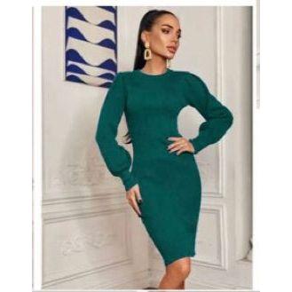 Long Sleeve Turtleneck A-Line Midi Dress