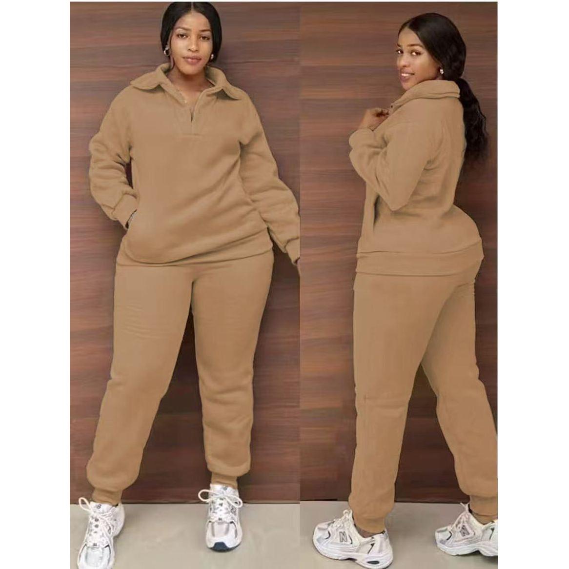 Drawstring Hoodie And Sweatpants Two Piece Set