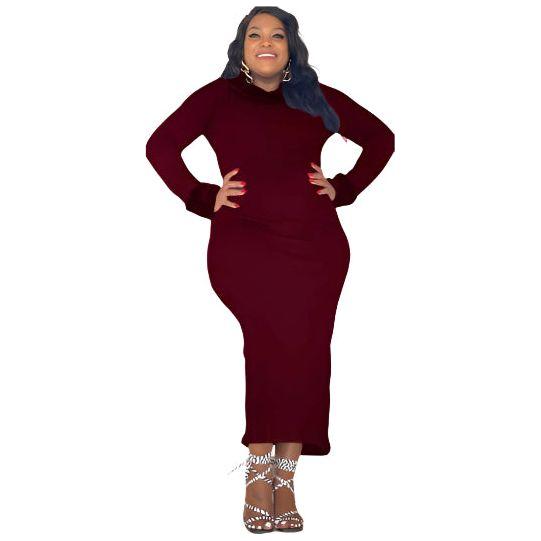 Long Sleeve Fur Neck Sexy Bodycon Dress