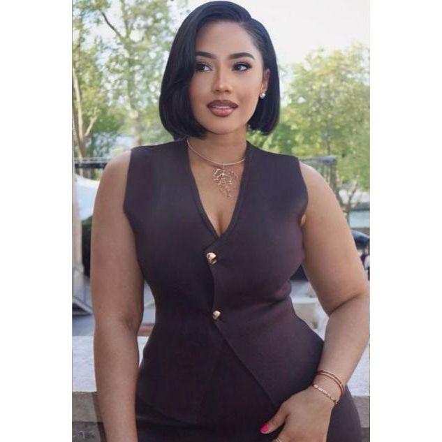 Button Panel Short Sleeve Waistcoat