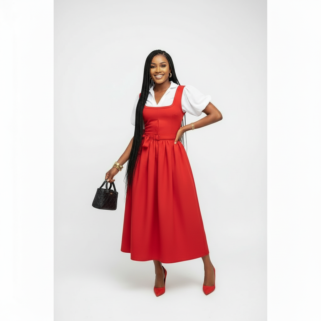 Elegant Puff Sleeve High Waist Maxi Dress