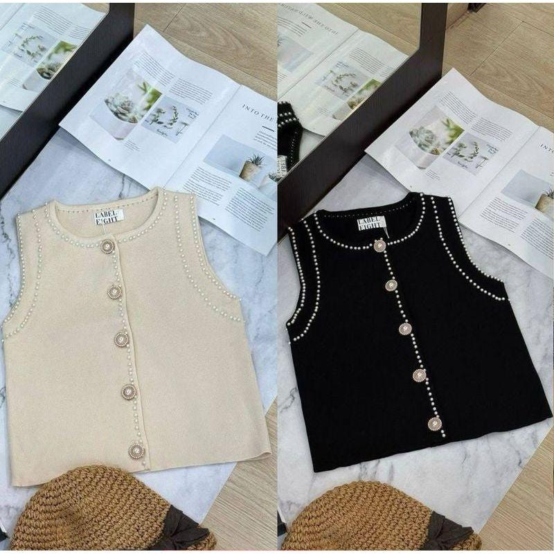 Sleeveless Knitted Cropped Sweater Top