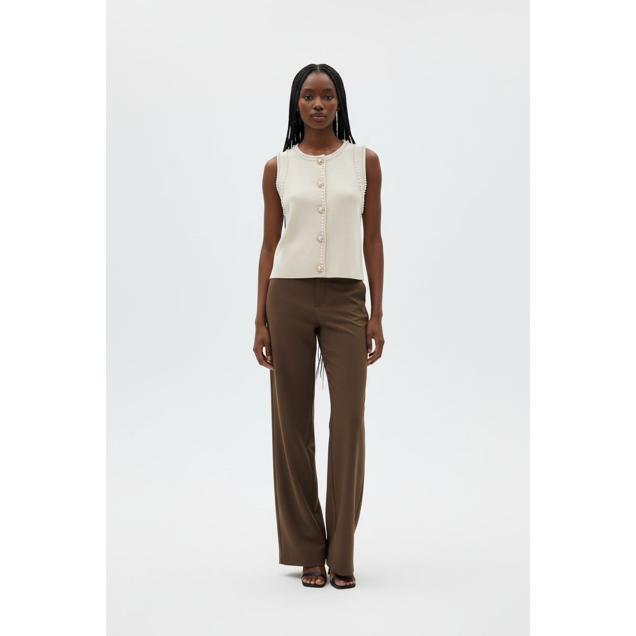 Sleeveless Knitted Cropped Sweater Top