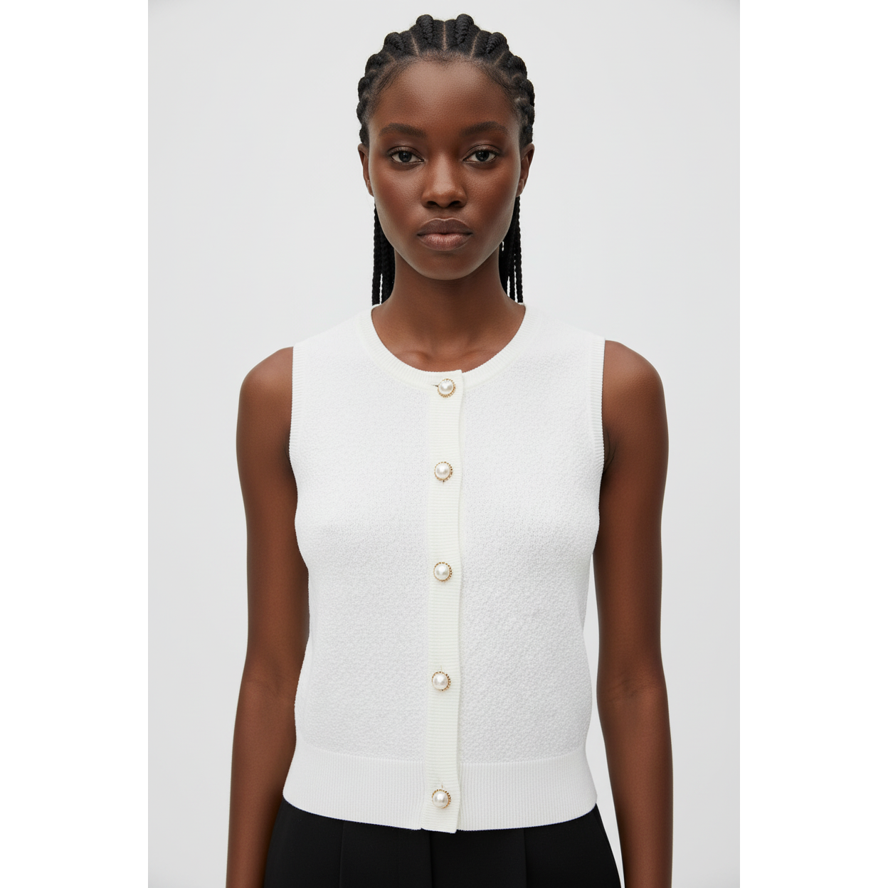 Sleeveless Knitted Cropped Sweater Top