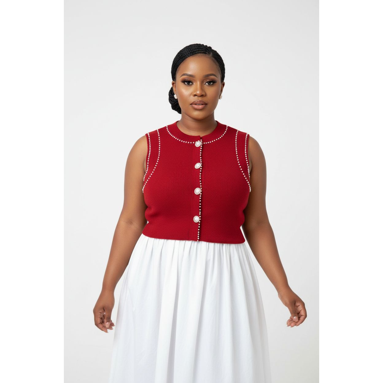 Sleeveless Knitted Cropped Sweater Top