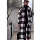 Plus Size Collar Plaid Lace Up Casual Long Jacket