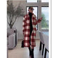 Plus Size Collar Plaid Lace Up Casual Long Jacket