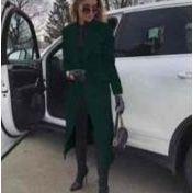 Double Breasted Slant Pockets Belted Trench Coat