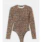 Brown Allover Print Mesh Bodysuit