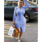 Formal Knitted Long Sleeve Midi Dress